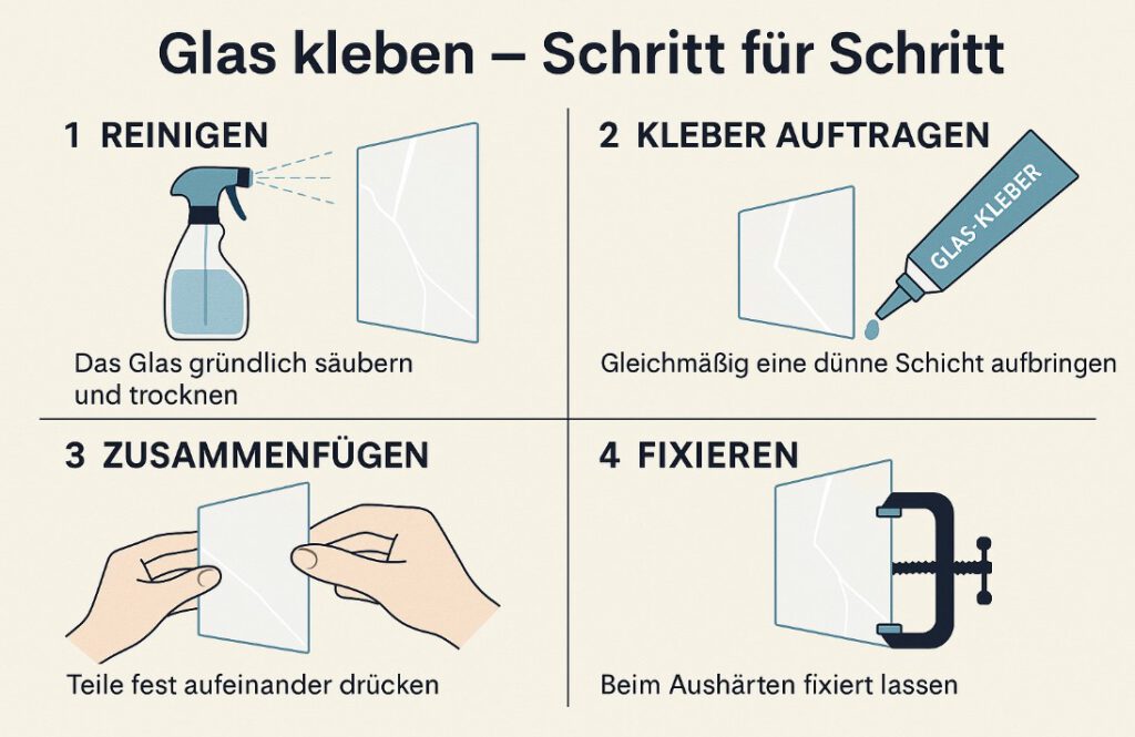 Anwendung von Glaskleber