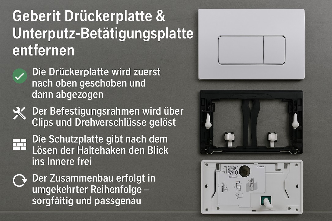 Geberit Drückerplatte entfernen & Unterputz Betätigungsplatte demontieren