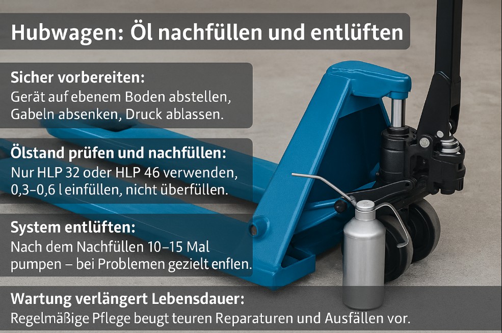 Hubwagen: Öl nachfüllen und entlüften