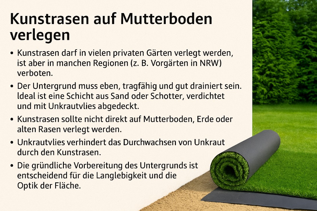 Kunstrasen auf Mutterboden verlegen: Anleitung und wichtige Hinweise