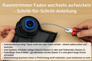 Rasentrimmer Faden wechseln & aufwickeln – Schritt-für-Schritt-Anleitung