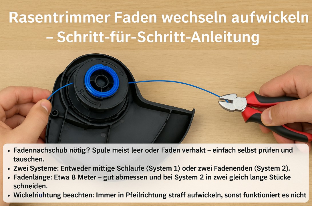Rasentrimmer Faden wechseln & aufwickeln – Schritt-für-Schritt-Anleitung