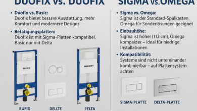 Was ist der Unterschied zwischen Geberit Duofix und Duofix Basic, Sigma und Omega