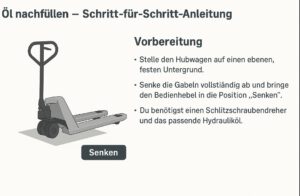 Vorbereitung des Hubwagens