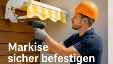 Befestigung von Markisen an Holzbalken oder Beton