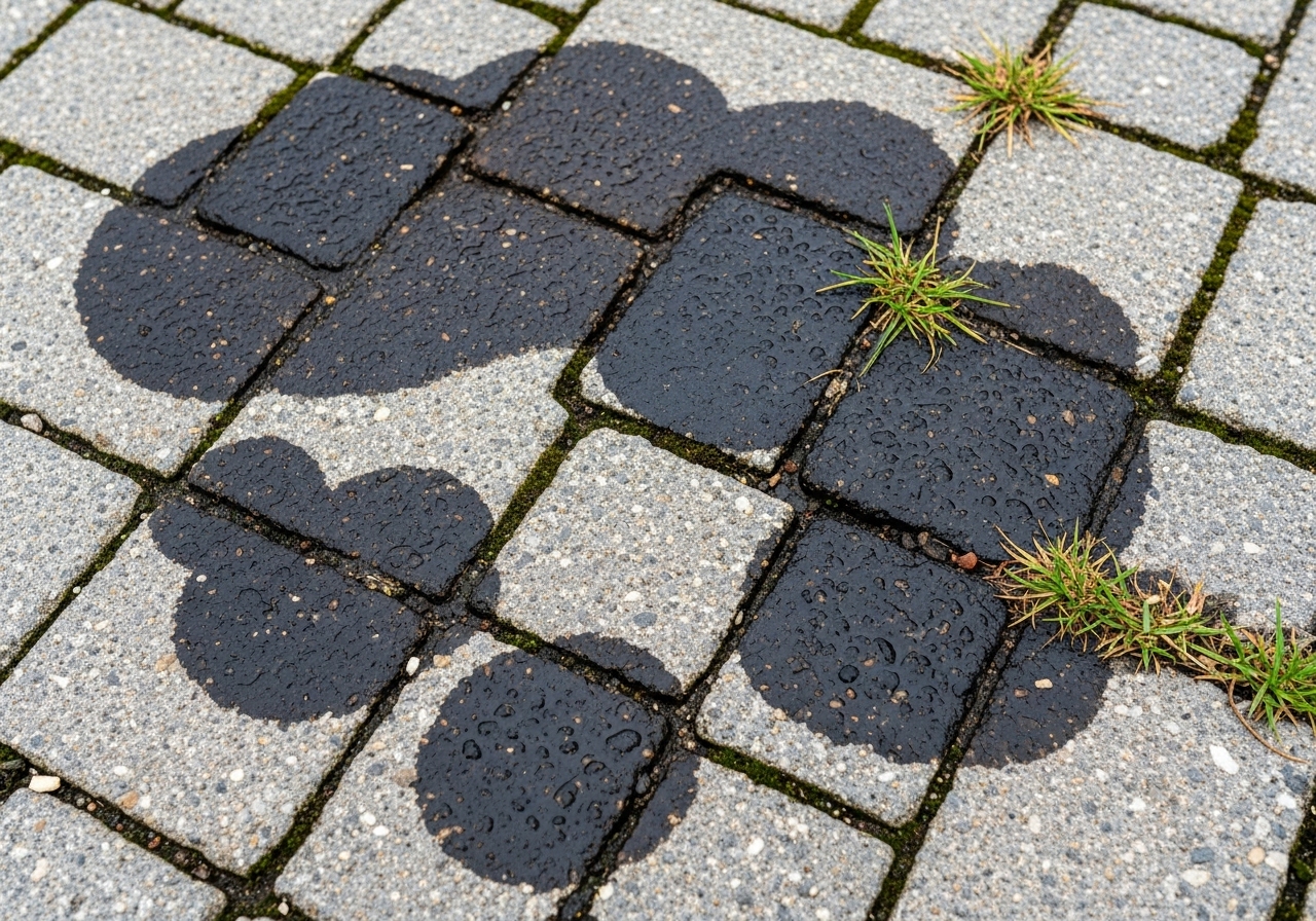 Ölflecken entfernen von Beton, Asphalt und Pflastersteinen