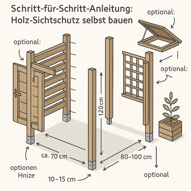 Schritt fuer Schritt Anleitung Holz Sichtschutz selbst bauen