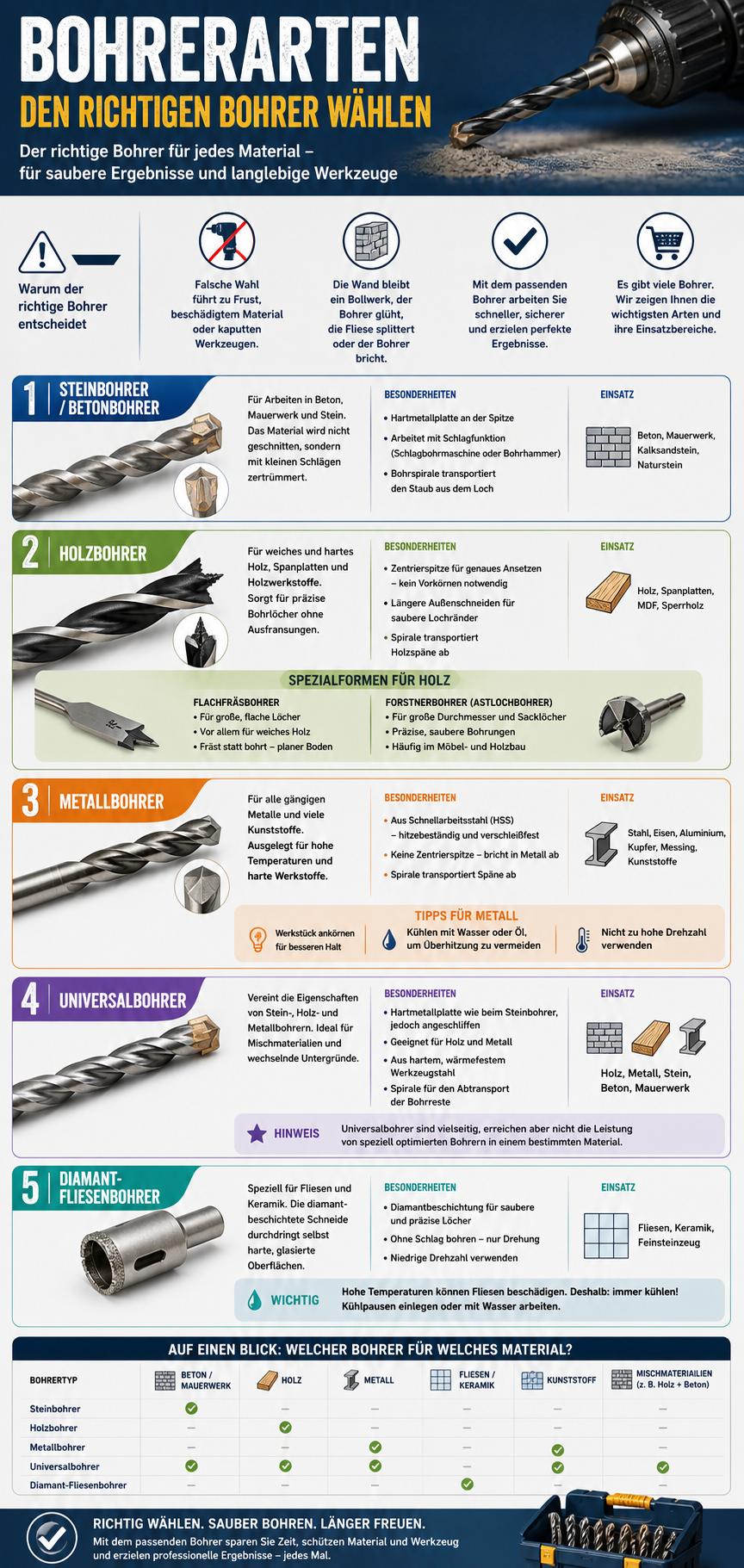 Bohrerarten Infografik