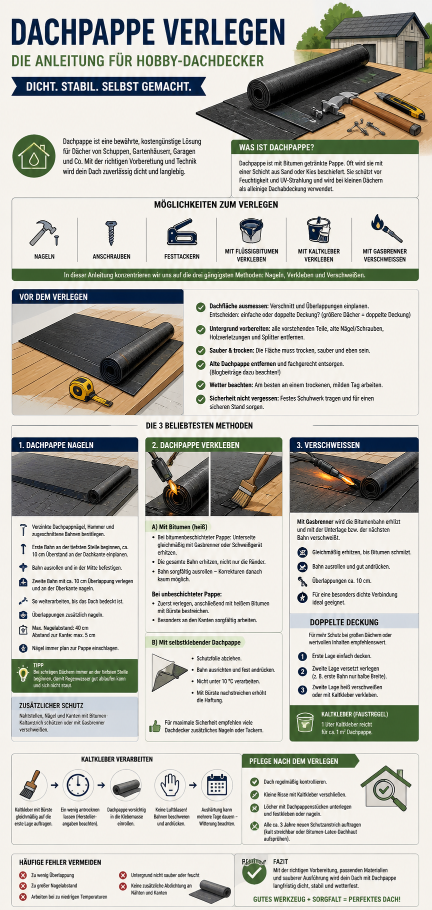 Dachpappe verlegen Infografik