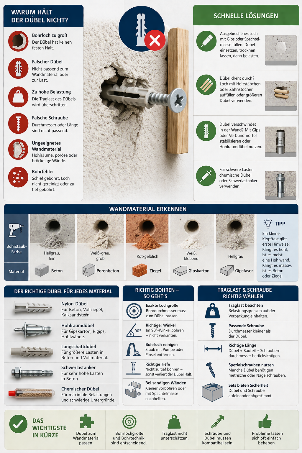 Dübel hält nicht Infografik