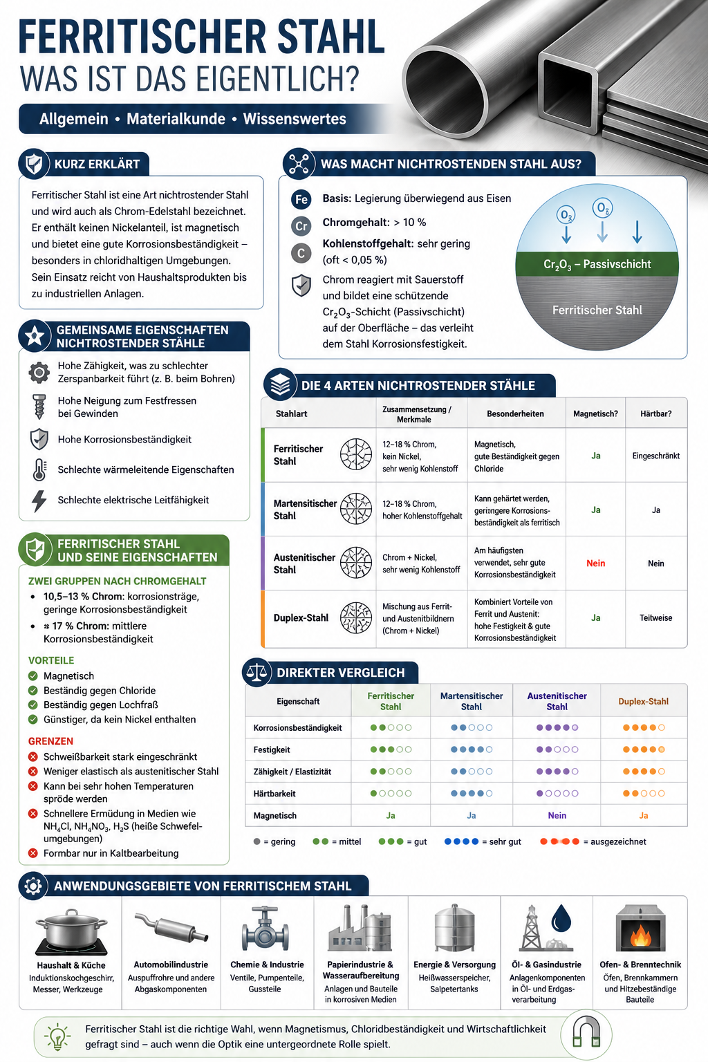 Ferritischer Stahl Infografik