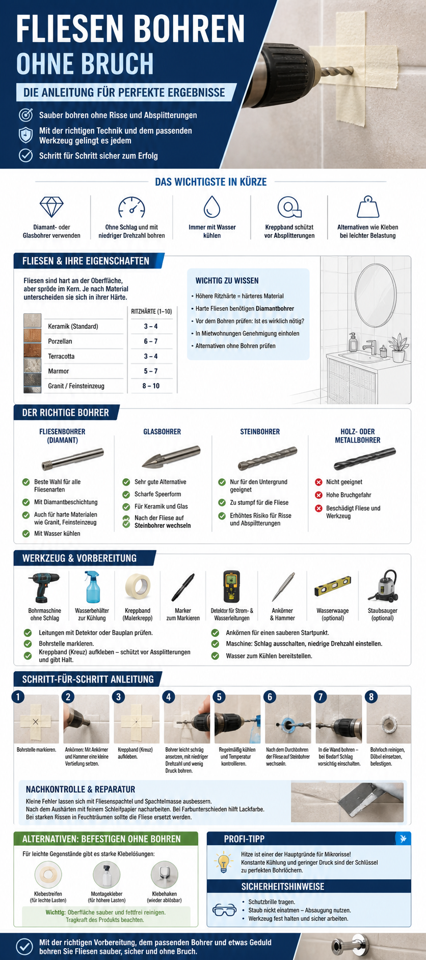 Fliesen bohren Infografik