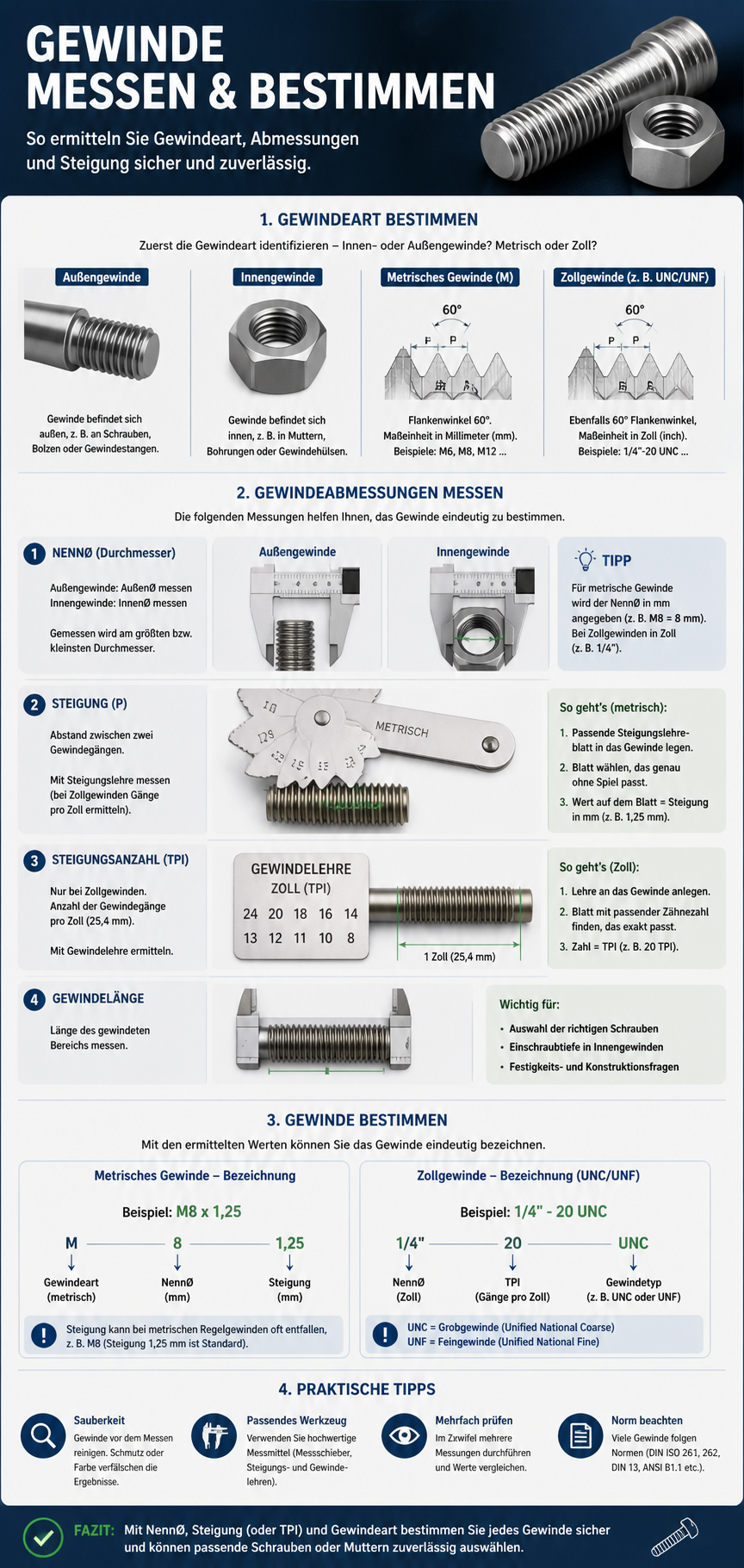 Gewinde messen Infografik