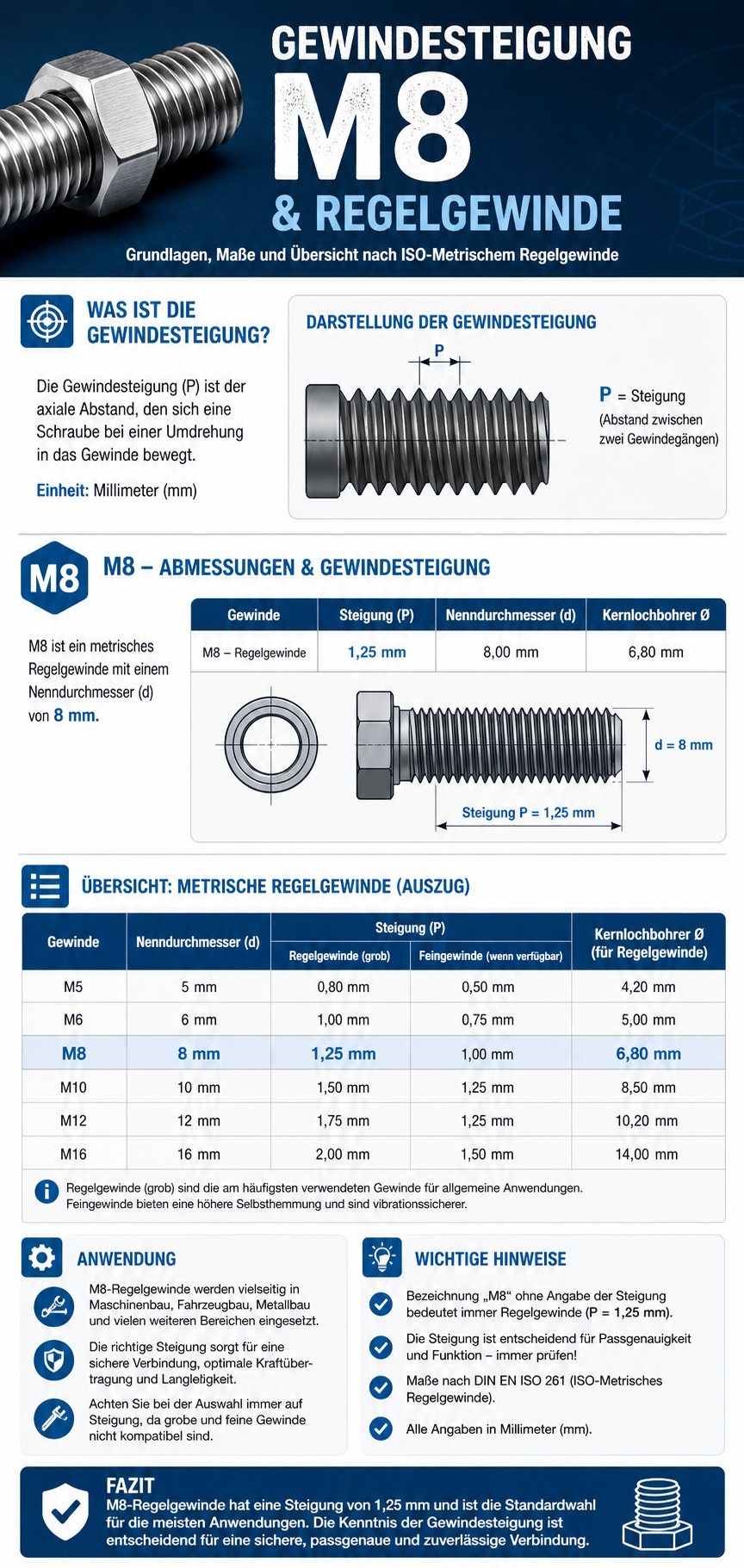 Gewindesteigung Infografik