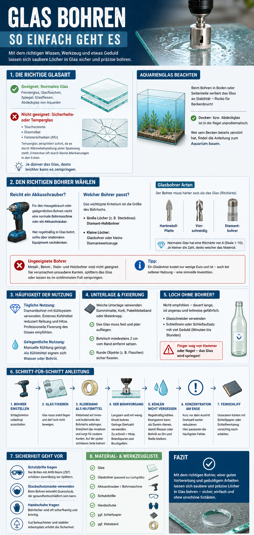 Glas bohren Infografik