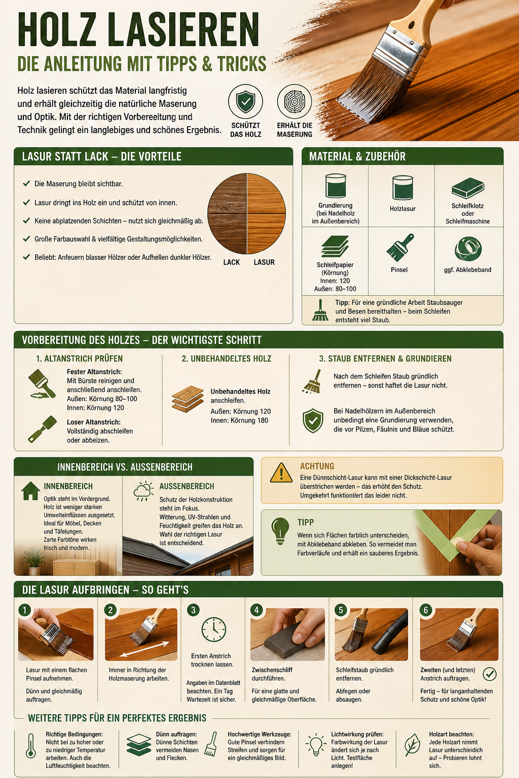 Holz lasieren Infografik