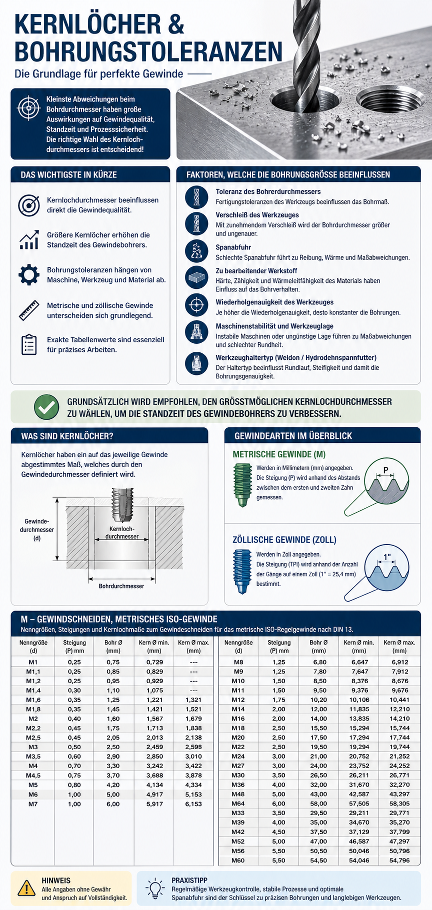 Kernloch bohren Infografik