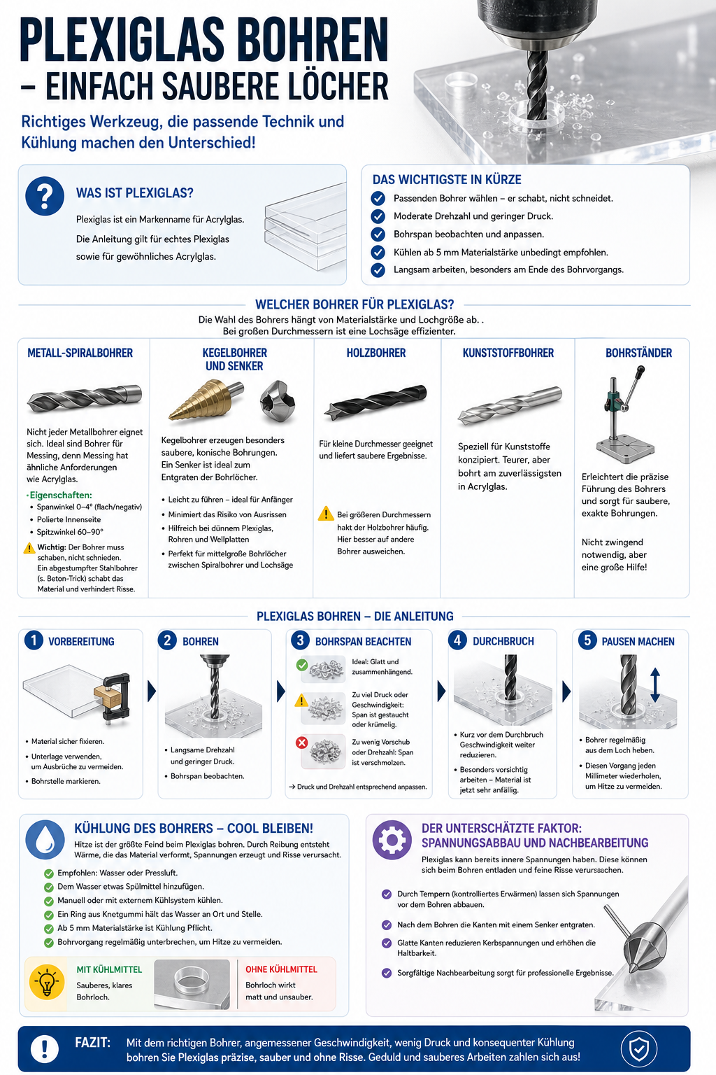 Plexiglas bohren Infografik