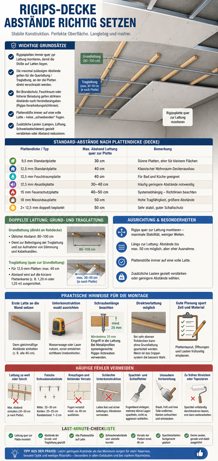 Rigips Lattung Abstand zur Decke Infografik