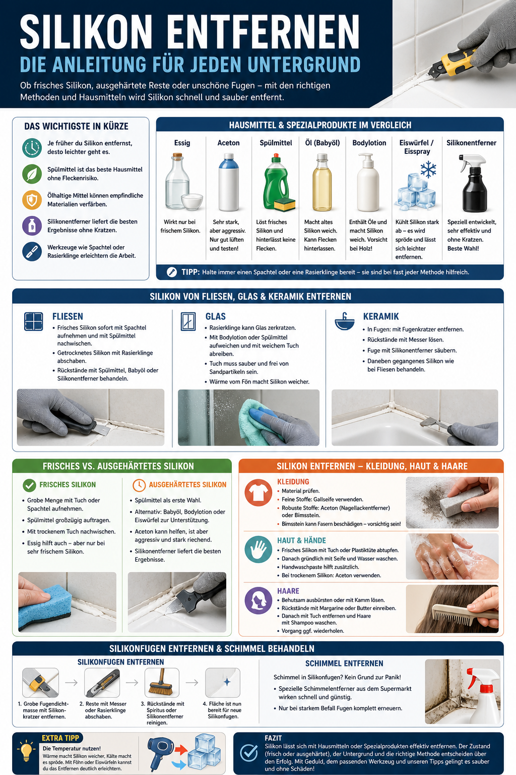 Silikon entfernen Infografik