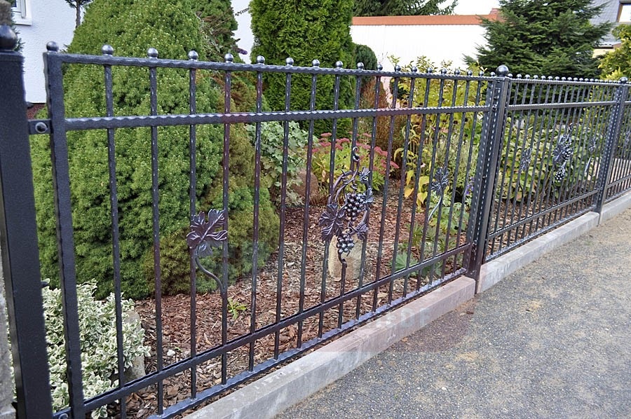 schmiedeeisenzaun mit ornamenten